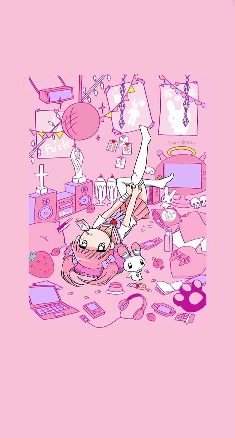 Pink Kawaii, cute, pastel, peach, HD phone wallpaper | Peakpx