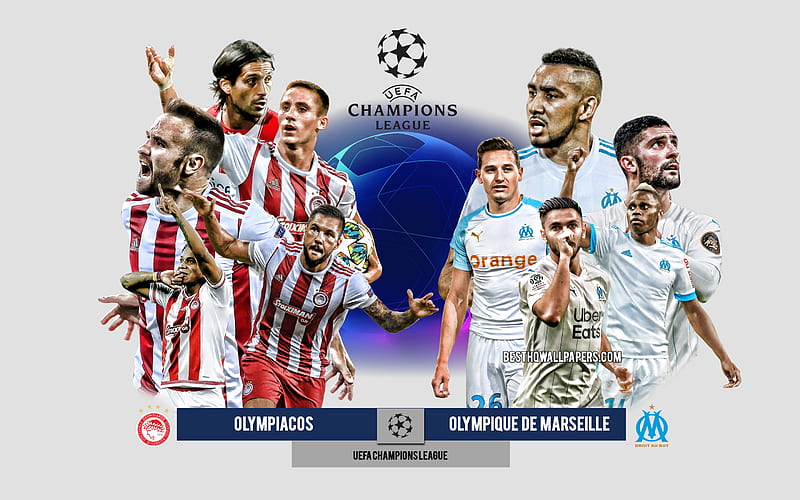 Olympiacos vs Olympique de Marseille, Group C, UEFA Champions League, Preview, promotional materials, football players, Champions League, football match, Olympiacos, Manchester City FC, HD wallpaper