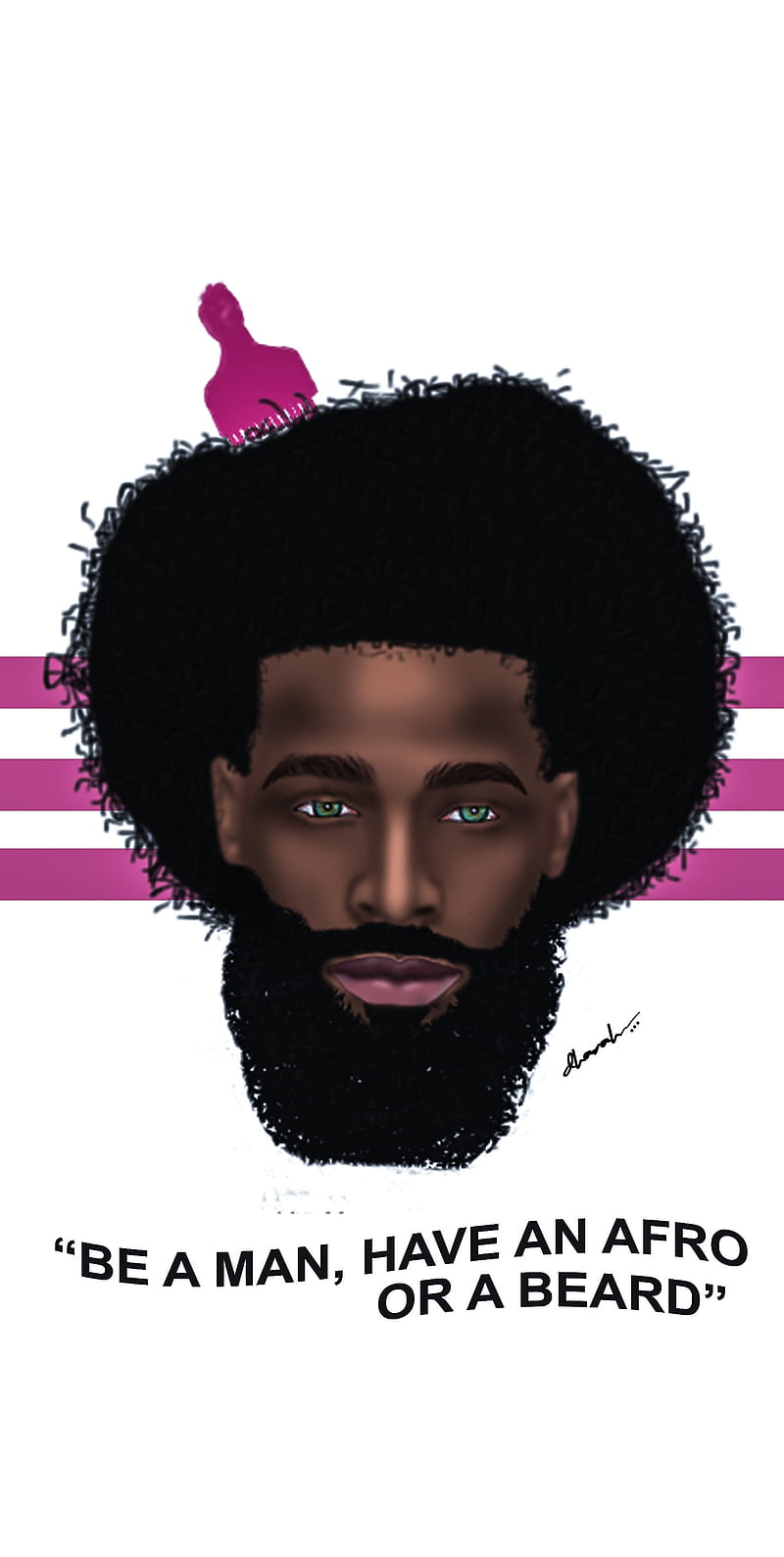 Afro man, beard, black, dark, eyes, lips, male, ocean eyes, pink, HD phone wallpaper