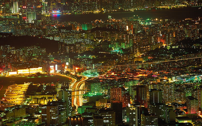 Kowloon Night-Hong Kong landscape, HD wallpaper