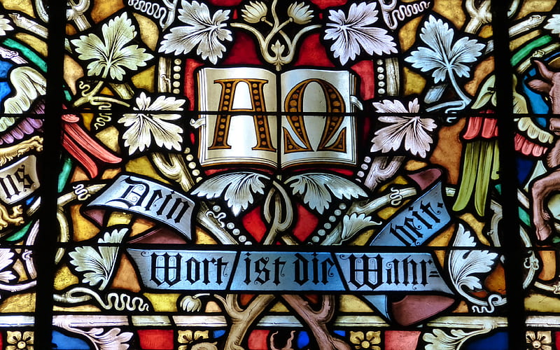 Bible in Stained Glass, Bible, window, church, stained glass, HD wallpaper