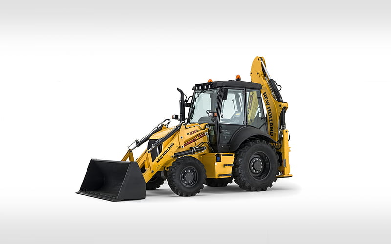 New Holland B100C, wheel loader, Excavator, construction machinery, tractor, New Holland, HD wallpaper