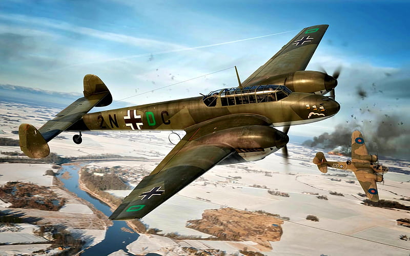 Messerschmitt Bf-110, heavy fighter, military aircraft, World War II, Luftwaffe, Germany, HD wallpaper