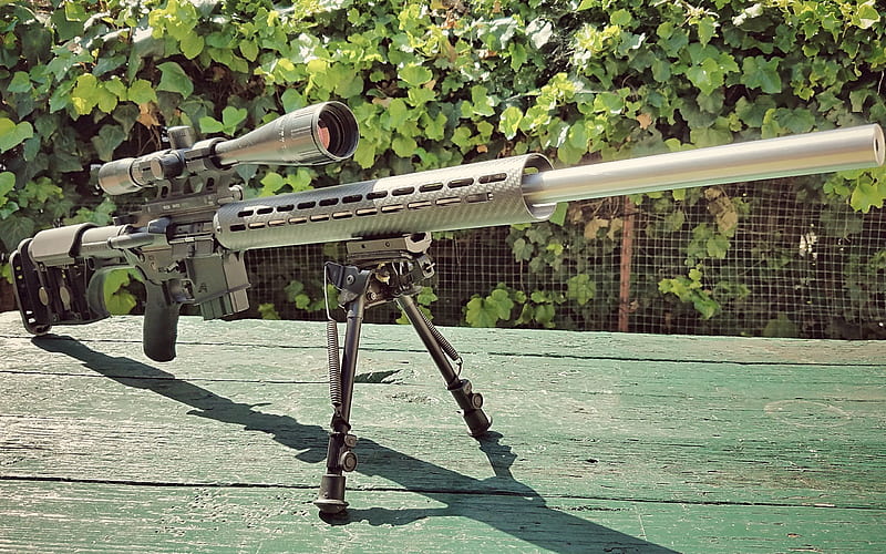 AR-15, sniper rifle, assault rifle, riflescope, HD wallpaper