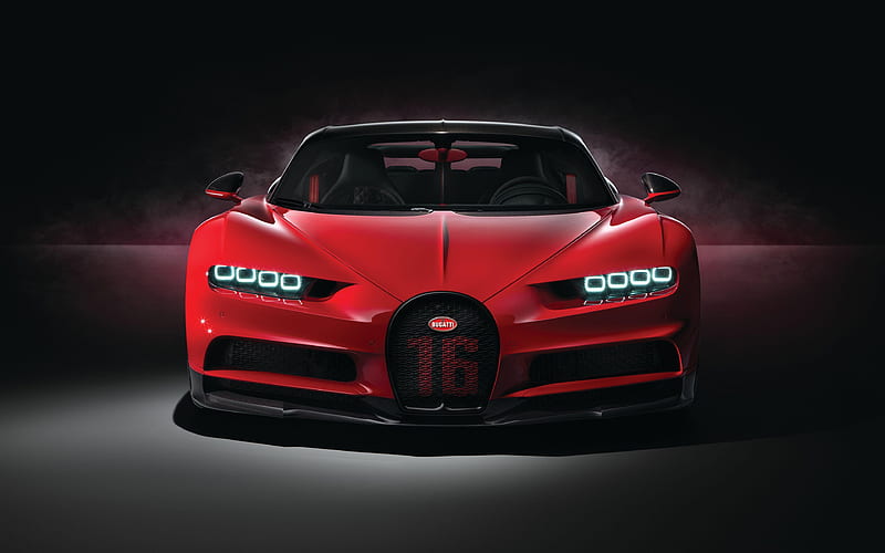 Bugatti Chiron Sport, front view, 2018 cars, red Chiron, hypercars, new Chiron, Bugatti, HD wallpaper