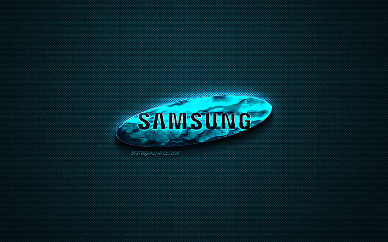 Samsung blue logo, creative blue art, Samsung emblem, dark blue background, Samsung, logo, brands, HD wallpaper
