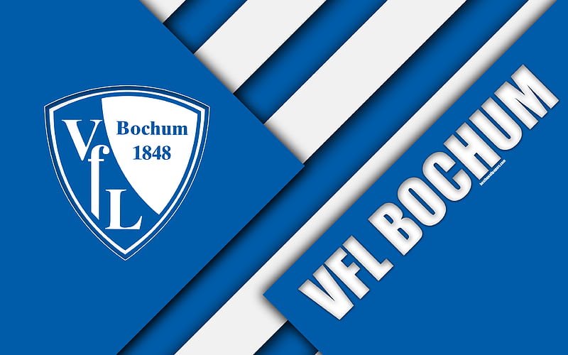 VfL Bochum 1848 FC, logo German football club, material design, white blue abstraction, Bochum, Germany, Bundesliga 2, football, HD wallpaper