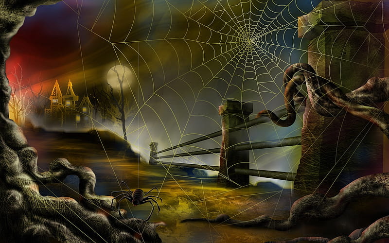 Dark castle-Halloween Illustration Design, HD wallpaper