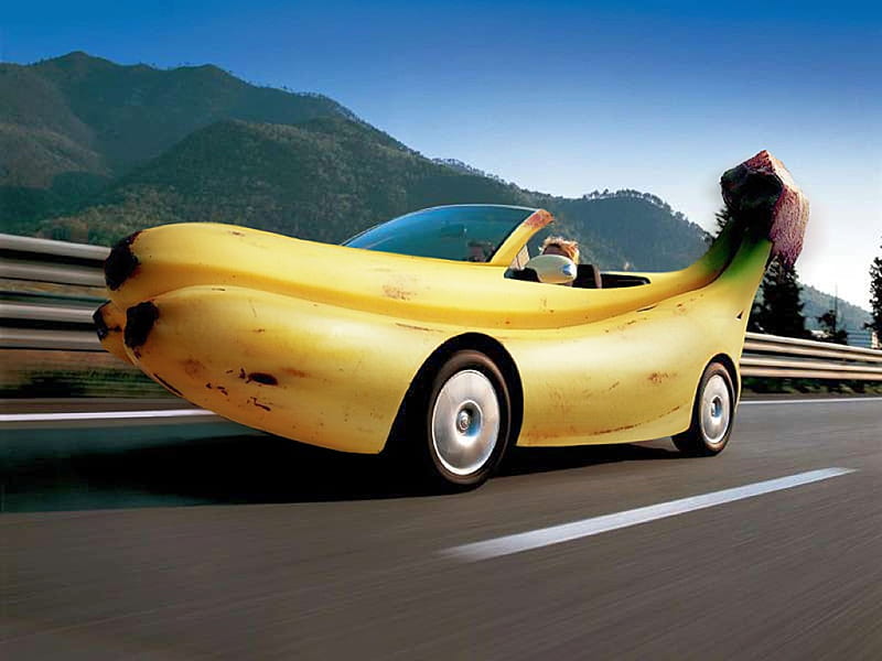Banana Car, funny, banana, car, HD wallpaper