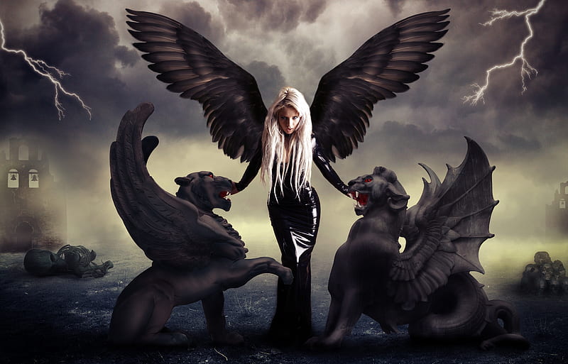 Dark angel, wings, girl, model, angel, dark, black, woman, HD wallpaper |  Peakpx