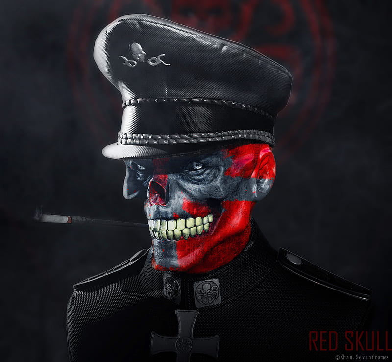 Red skull , army, evil, hat, hydra, power, smoking, soldier, uniform, HD wallpaper