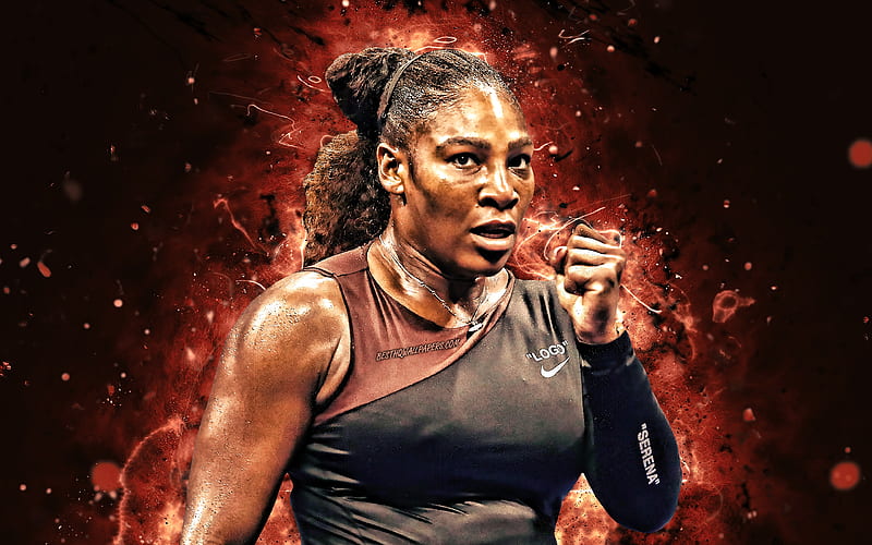 Serena Williams american tennis players, WTA, brown neon lights, Serena Jameka Williams, tennis, fan art, Serena Williams, HD wallpaper
