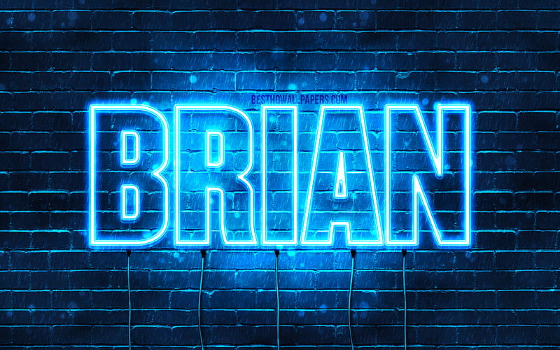 Brian with names, horizontal text, Brian name, blue neon lights, with Brian name, HD wallpaper