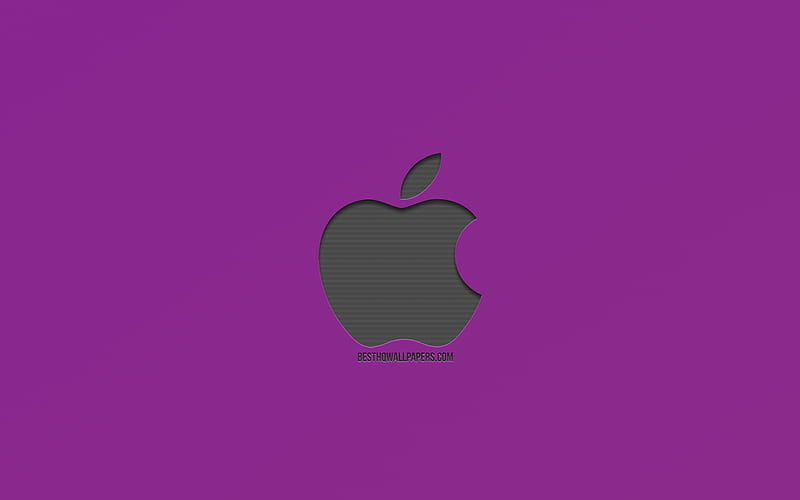 Apple, logo, purple background, metallic logo, emblem, creative art, HD wallpaper