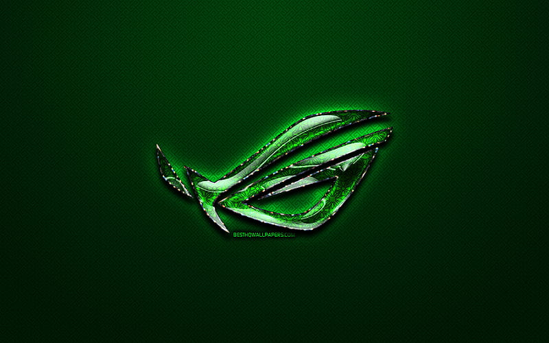 RoG green logo, green vintage background, Republic of Gamers, artwork, RoG, brands, RoG glass logo, creative, RoG logo, HD wallpaper
