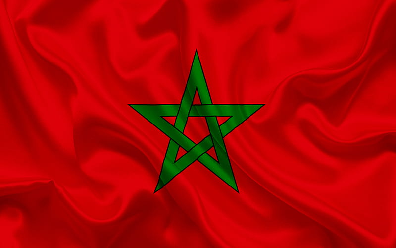 Moroccan flag, Morocco, North Africa, silk flag, flag of Morocco, HD wallpaper