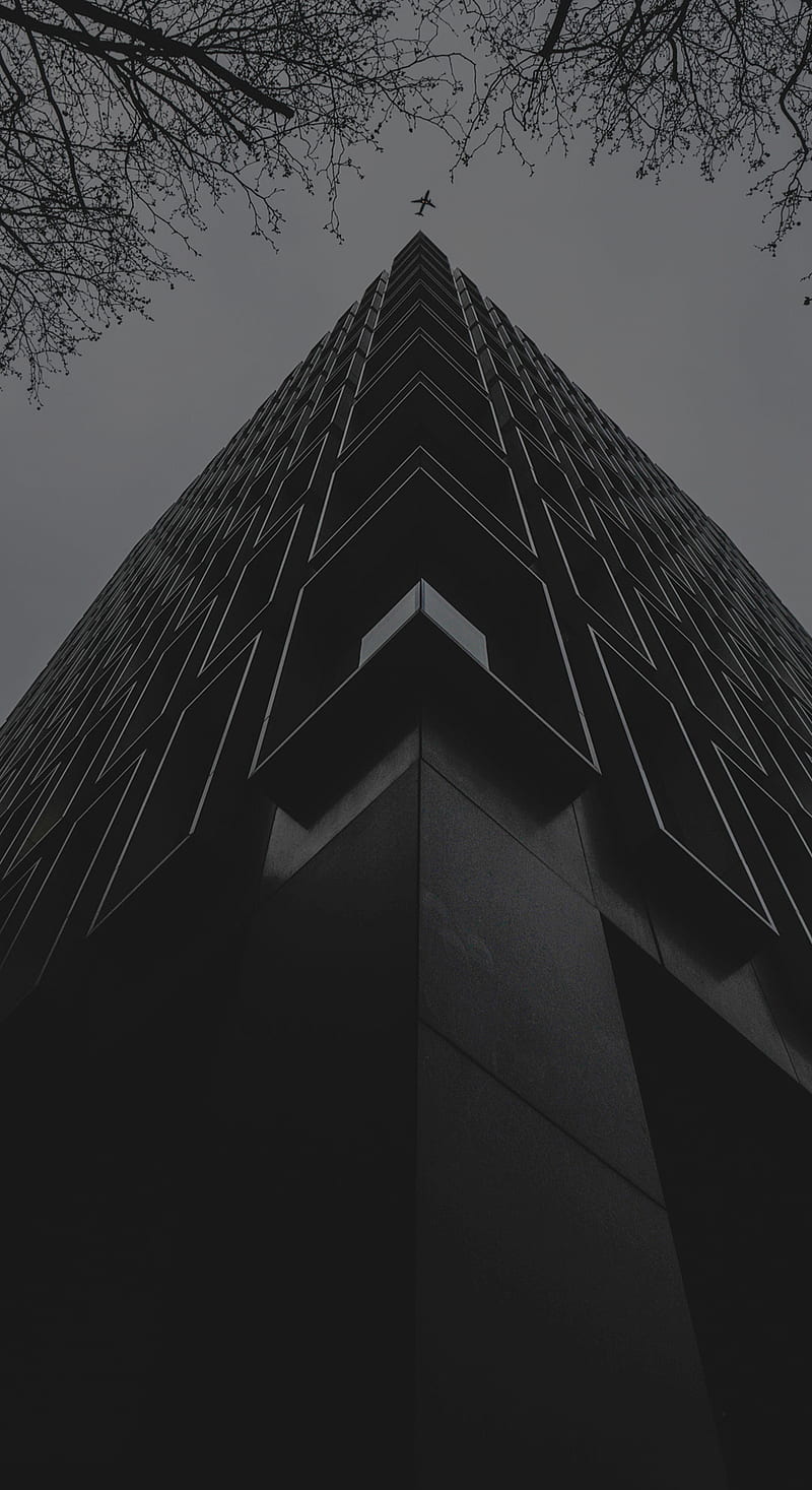 skyscraper, dark, urban, worm's eye view, low-angle, HD phone wallpaper