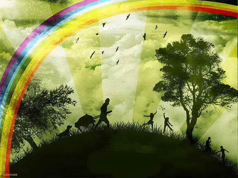 Poster A beautiful rainbow in the sky - PIXERS.US