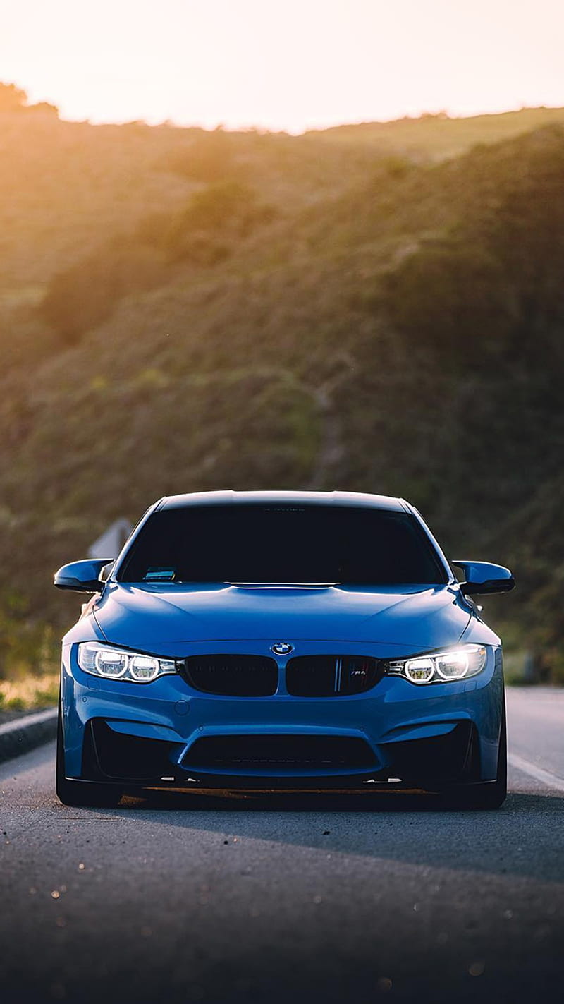 BMW M4, blue, bmw, car, coupe, f82, front view, m4, vehicle, HD phone wallpaper