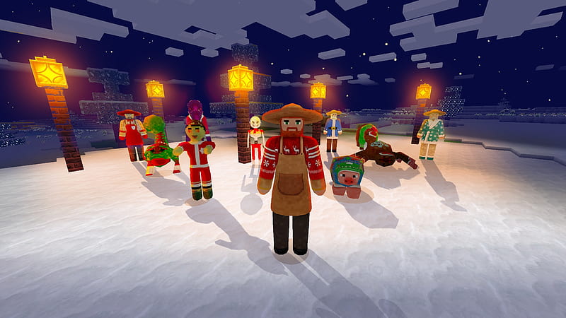 Christmas Clothes & Skins for Everyone: Trader and Animal in Realmcraft Minecraft Clone, open world game, gaming, playgames, pixel games, mobile games, realmcraft, sandbox, minecraft, games action, game, minecrafters, pixel art, art, 3d building games, pixel, fun, adventure, building, 3d, minecraft, HD wallpaper