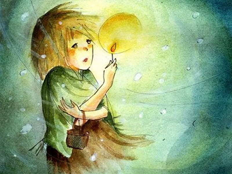 the little match girl, arts, artist, girl, match, drawing, painting, fairytale, HD wallpaper