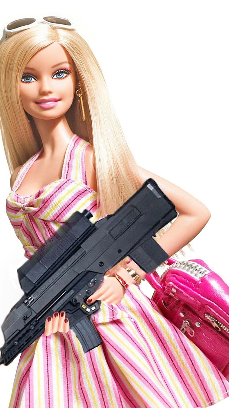 Barbie Doll With Gun, barbie doll, gun, HD phone wallpaper