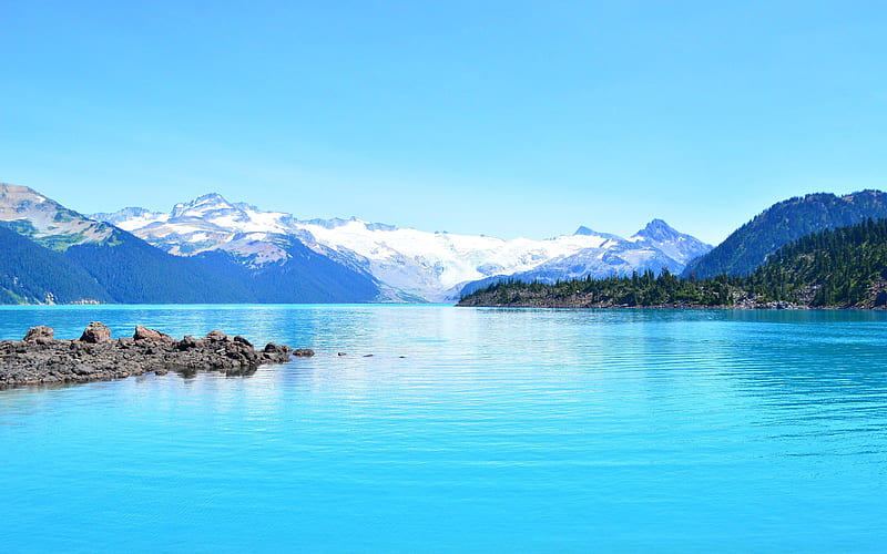 Terrace blue lake, mountains, British Columbia, Canada, HD wallpaper