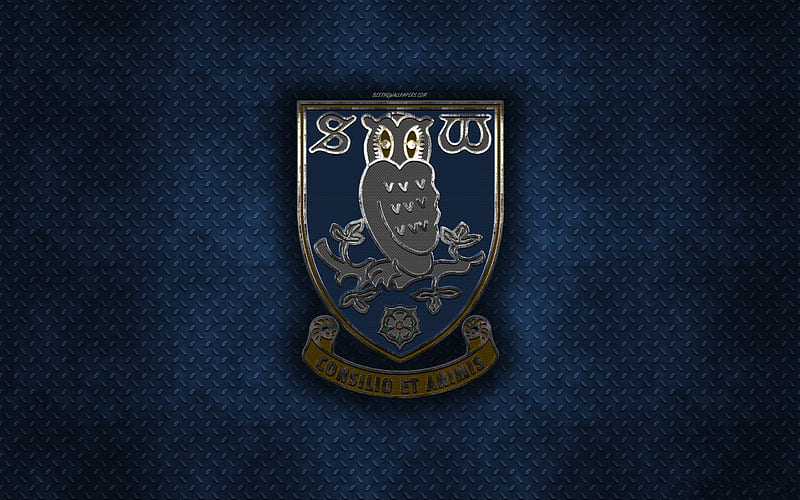 Sheffield Wednesday FC, English football club, blue metal texture, metal logo, emblem, Sheffield, England, EFL Championship, creative art, football, HD wallpaper