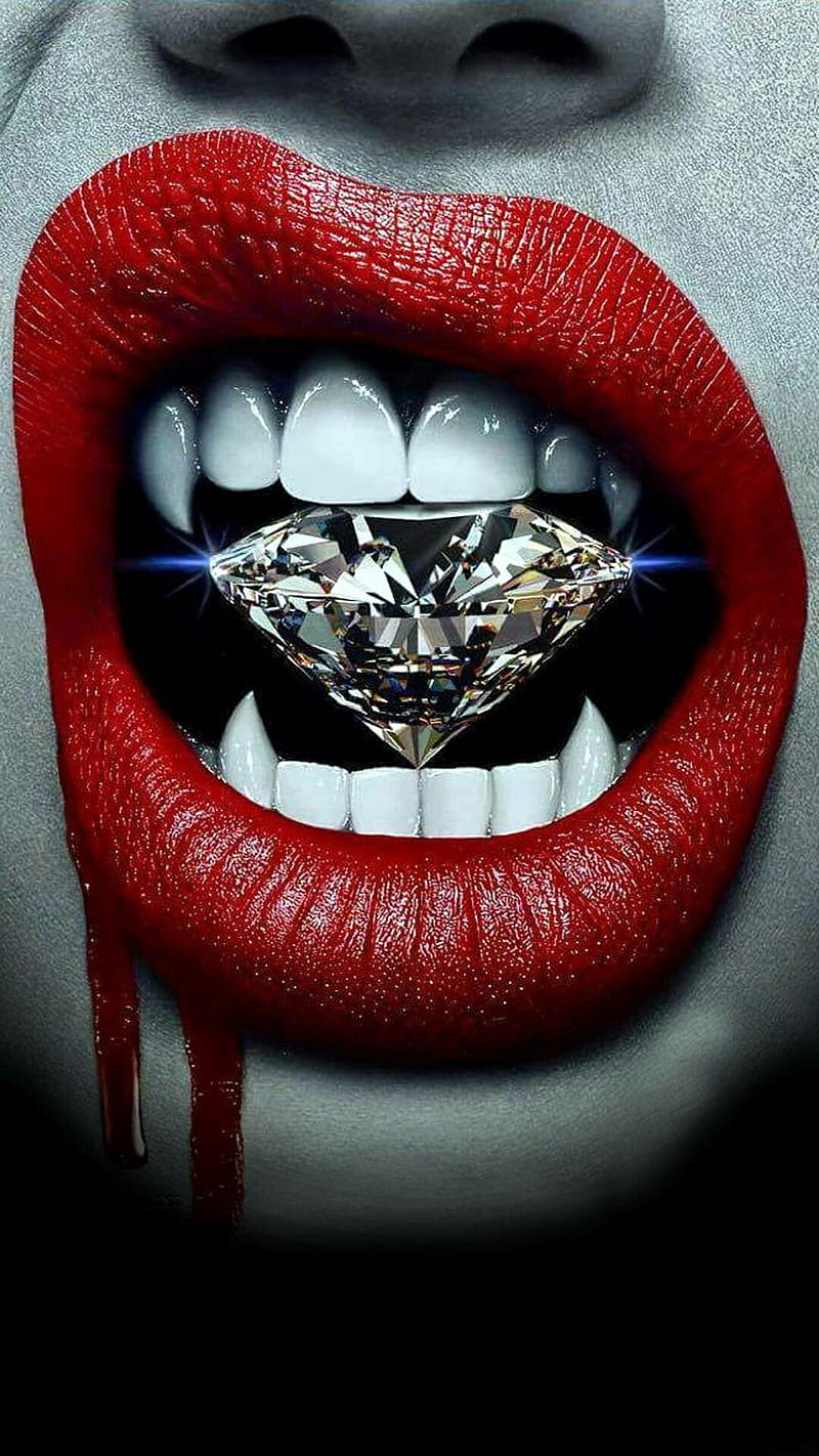 Diamond, female, lips, mouth, teeth, HD phone wallpaper