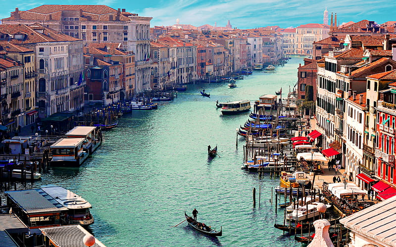 Venice, canal, cityscape, landmark, city on the water, boats, Italy, HD wallpaper