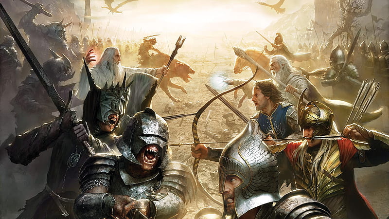 The Lord of the Rings, The Lord Of The Rings, Gandalf , Aragon , Battle , Saruman , Orc, HD wallpaper