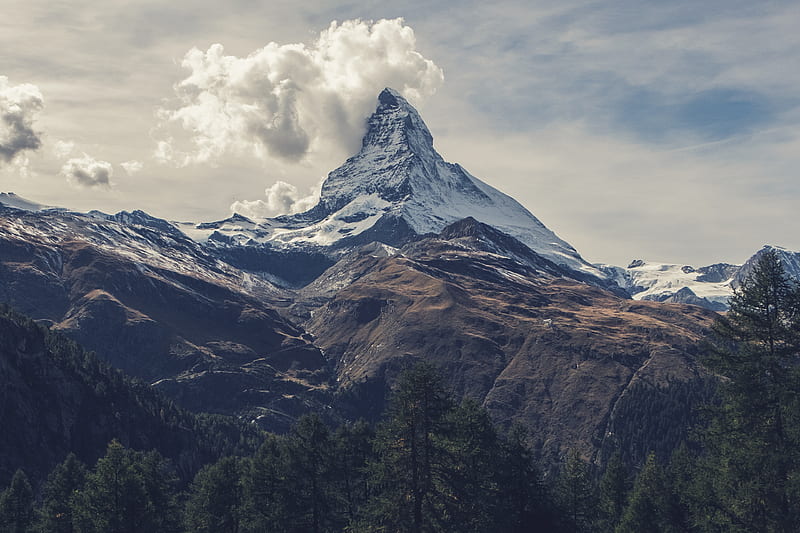Matterhorn, black, mountains, white, HD wallpaper
