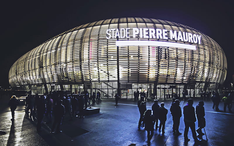 Stade Pierre Mauroy night, Lille stadium, fans, soccer, Lille Arena, France, Villeneuve-dAscq, football stadium, french stadiums, Lille OSC, HD wallpaper