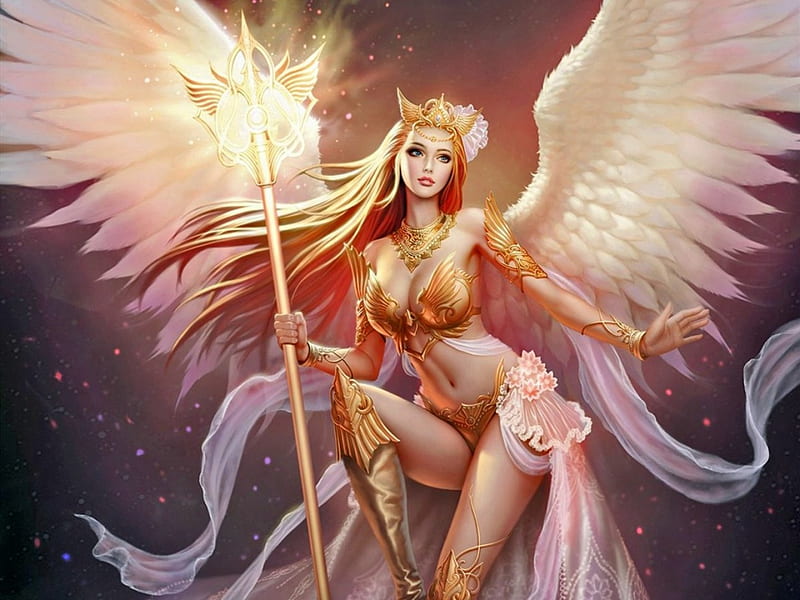 Heavenly Light, beauty, fantasy, women, angel, HD wallpaper
