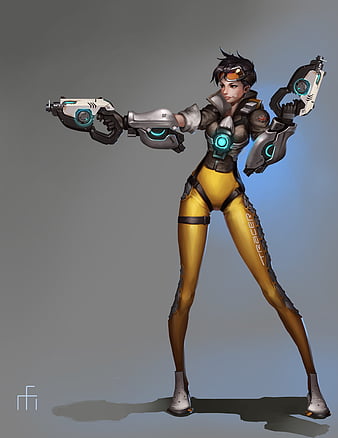 Wallpaper ass, smile, weapons, girls, costume, art, tracer, overwatch for  mobile and desktop, section игры, resolution 2426x1200 - download