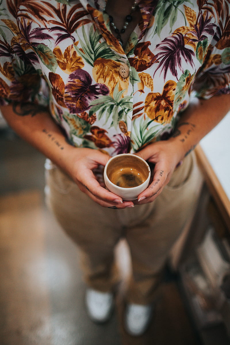 coffee, cup, hands, tattoo, man, HD phone wallpaper