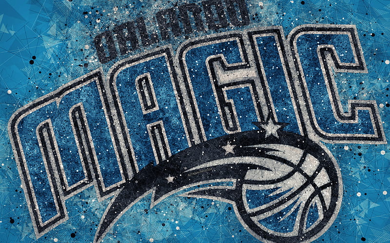 Orlando Magic creative logo, American basketball club, emblem, geometric art, NBA, blue abstract background, Orlando, Florida, USA, basketball, National Basketball Association, HD wallpaper
