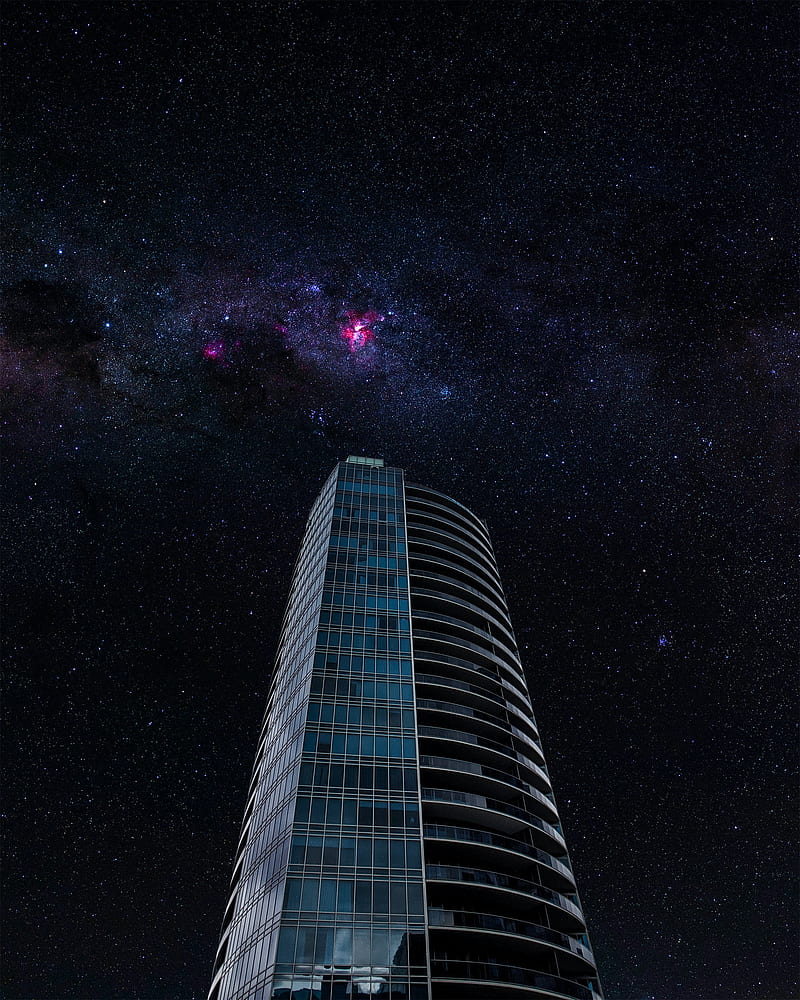 tower, building, space, sky, night, HD phone wallpaper