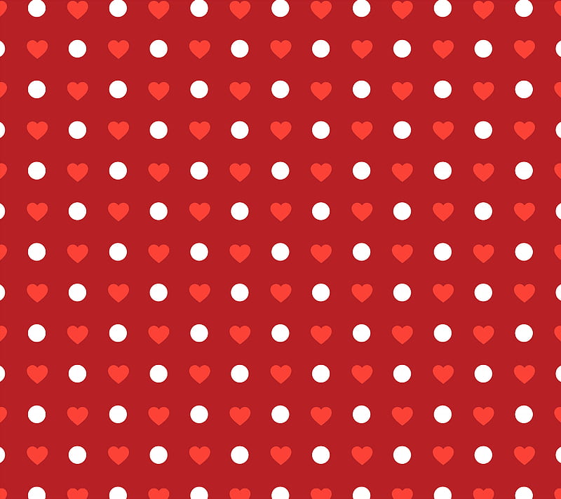 Polka Big Love - Red, Betty, black, desenho, graphic, heart, pattern, polka dot, white, HD wallpaper
