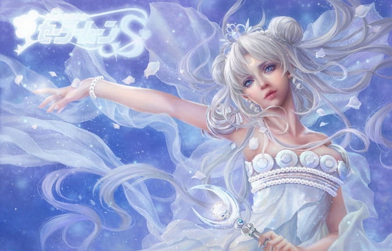 Princess Serenity, staff, cg, breeze, white hair, floral, diamond, serena, anime girl, gems, jewel, long hair, realistic, text, ribbon, gown, sexy, crown, crescent, white, bonito, woman, message, tsukino usagi, gemstone, sailormoon, gorgeous, female, wand, flower, pretty, women, sweet, anime, sailor moon, beauty, weapon, lovely, wind, jewelry, cute, serenity, windy, crystal, maiden, dress, divine, queen, adore, elegant, pearl, magical girl, blossom, hot, tiara, usagi, rod, manga, twin tails, 3d, blue eye, girl, petals, lady, princess, HD wallpaper