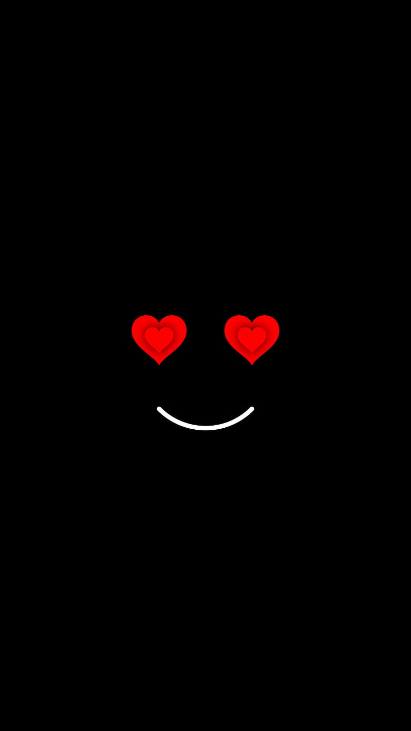 Double Hearts Smile, cute, double, heart in heart, corazones, love, lovely, red & black, smile, smiling, HD phone wallpaper