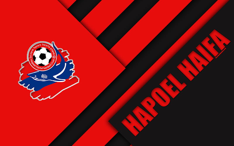 Hapoel Haifa FC material design, Israeli football club, emblem, logo, red black abstraction, Ligat HaAl, Haifa, Israel, football, Israeli Premier League, HD wallpaper