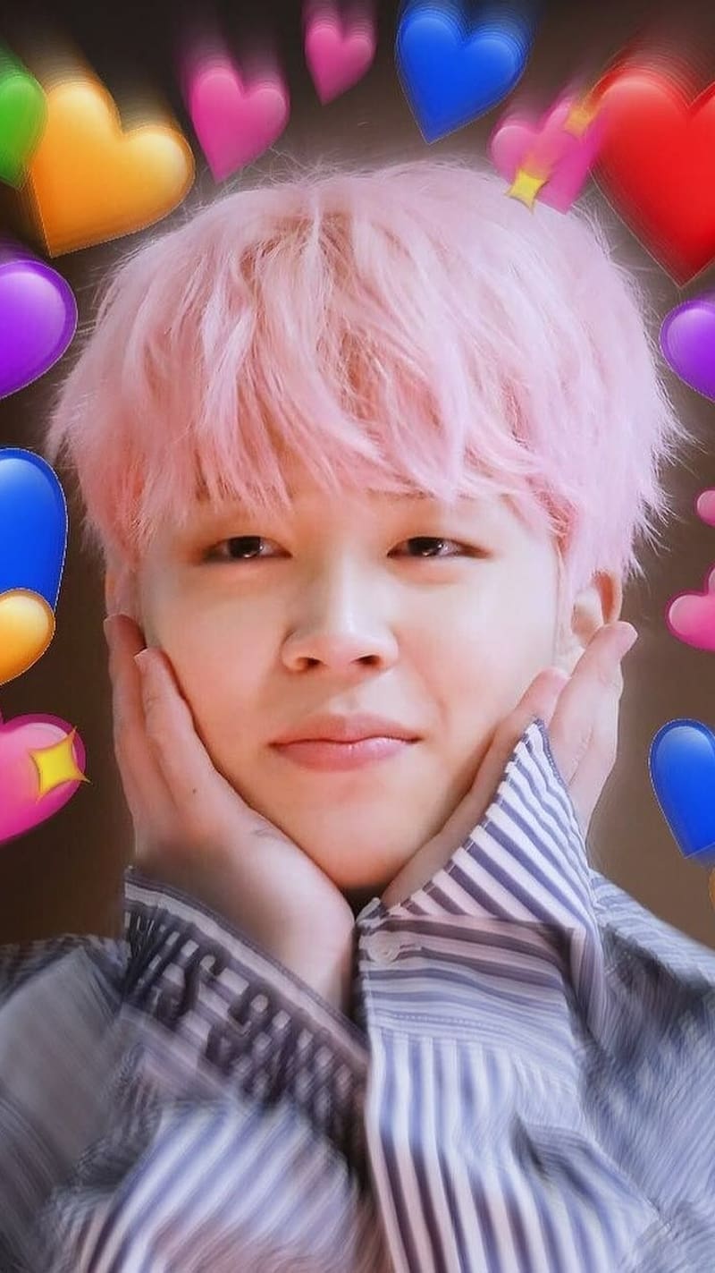 Bts Jimin Cute, colourful heart, korean, HD phone wallpaper