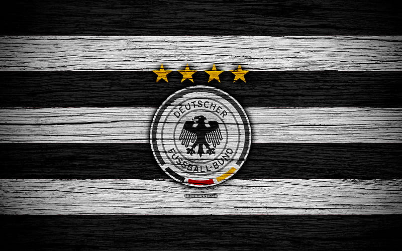 Germany national football team, logo, Europe, football, wooden texture, soccer, Germany, European national football teams, German Football Federation, HD wallpaper