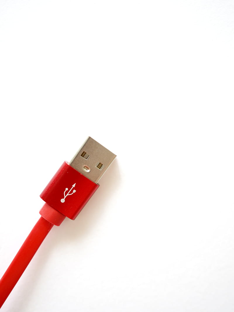 red usb cable on white surface, HD phone wallpaper