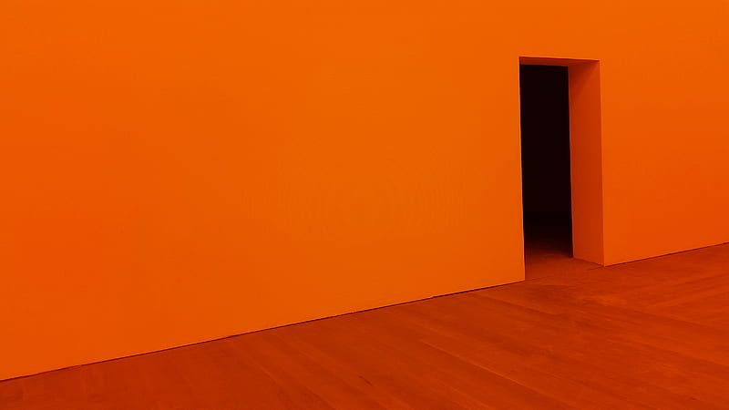 orange room with open door, HD wallpaper