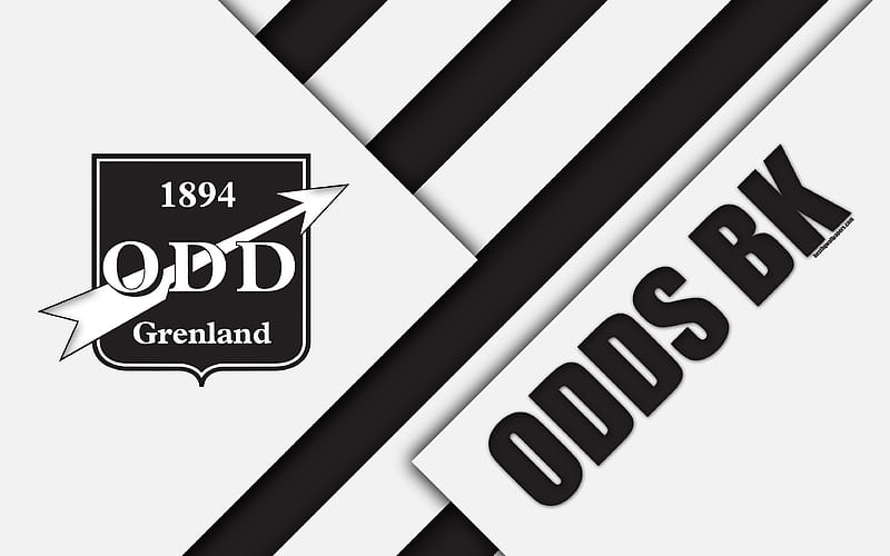 Odds BK logo, material design, Norwegian football club, emblem, black and white abstraction, Eliteserien, Lillestrom, Shien, football, geometric background, Odds FC, HD wallpaper