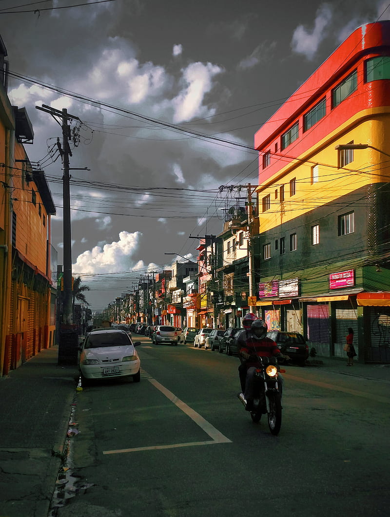 Favela Heliopolis, city, estrada das lagrimas, night, rainy, red, road, street, HD phone wallpaper
