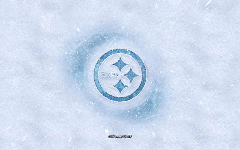 Pittsburgh Steelers logo, American football club, winter concepts, NFL, Pittsburgh Steelers ice logo, snow texture, Pittsburgh, Pennsylvania, USA, snow background, Pittsburgh Steelers, American football, HD wallpaper