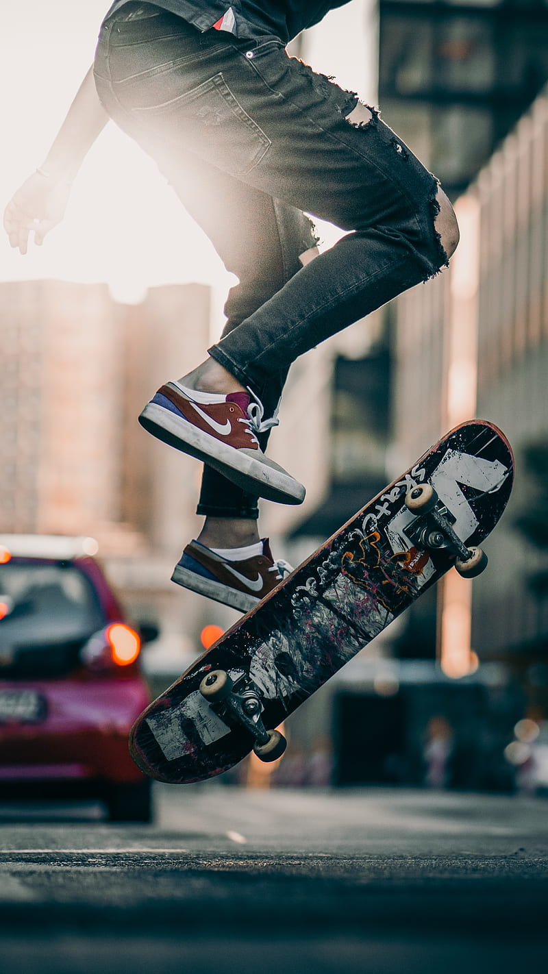 skateboard, legs, sneakers, jump, trick, HD phone wallpaper